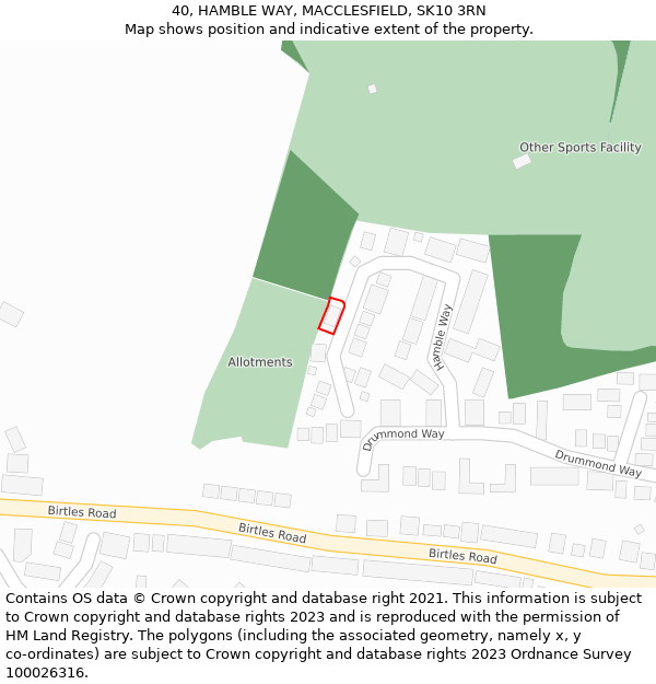 40, HAMBLE WAY, MACCLESFIELD, SK10 3RN: Location map and indicative extent of plot