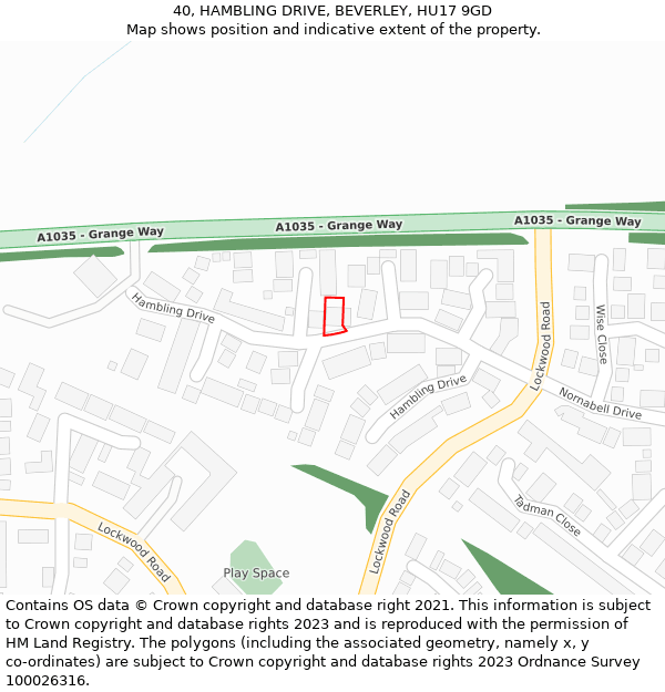 40, HAMBLING DRIVE, BEVERLEY, HU17 9GD: Location map and indicative extent of plot