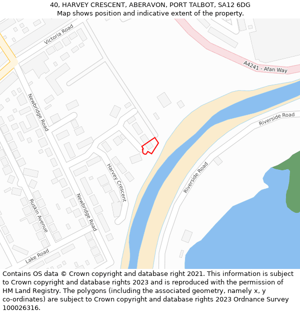 40, HARVEY CRESCENT, ABERAVON, PORT TALBOT, SA12 6DG: Location map and indicative extent of plot