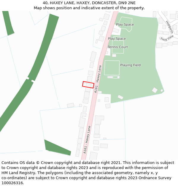 40, HAXEY LANE, HAXEY, DONCASTER, DN9 2NE: Location map and indicative extent of plot
