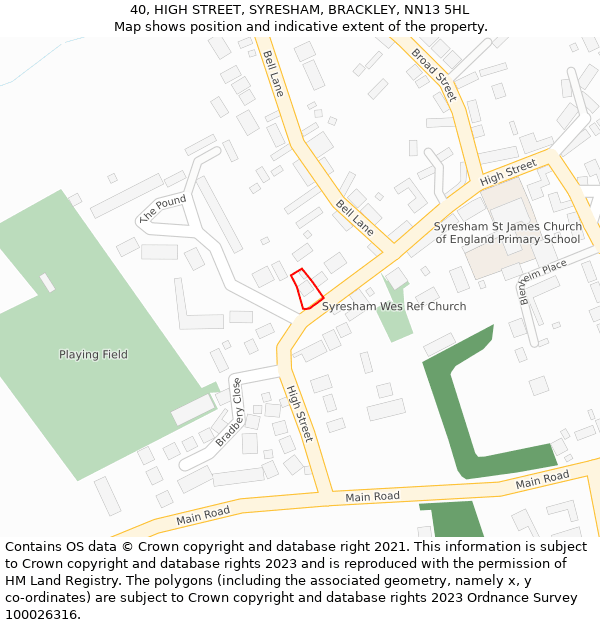 40, HIGH STREET, SYRESHAM, BRACKLEY, NN13 5HL: Location map and indicative extent of plot