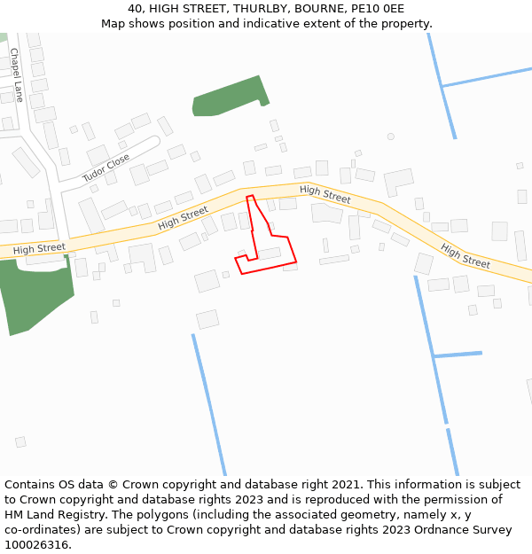 40, HIGH STREET, THURLBY, BOURNE, PE10 0EE: Location map and indicative extent of plot