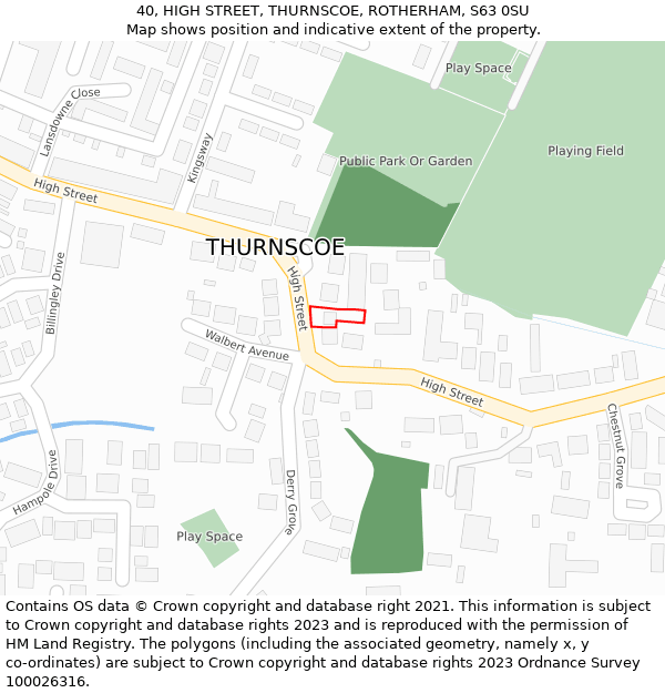 40, HIGH STREET, THURNSCOE, ROTHERHAM, S63 0SU: Location map and indicative extent of plot