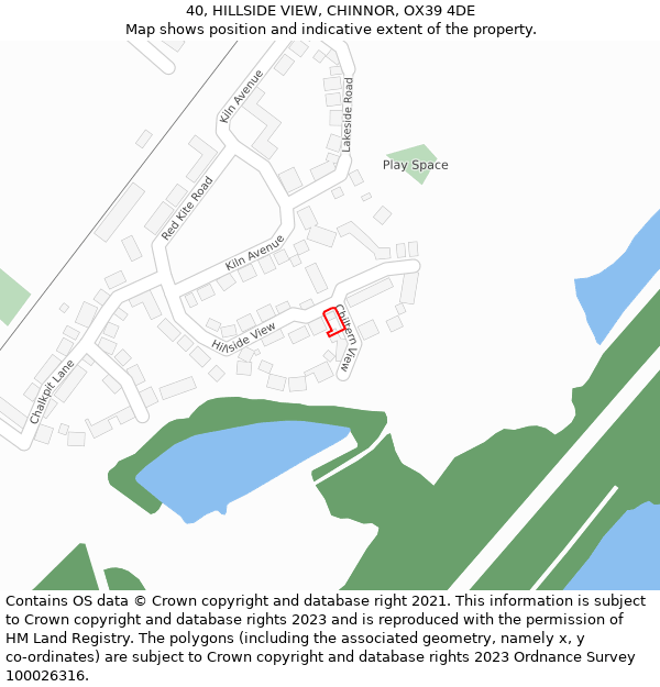 40, HILLSIDE VIEW, CHINNOR, OX39 4DE: Location map and indicative extent of plot