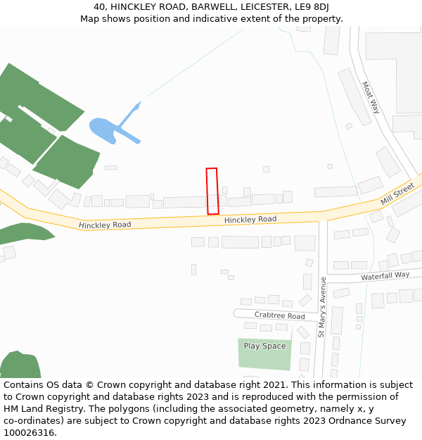 40, HINCKLEY ROAD, BARWELL, LEICESTER, LE9 8DJ: Location map and indicative extent of plot