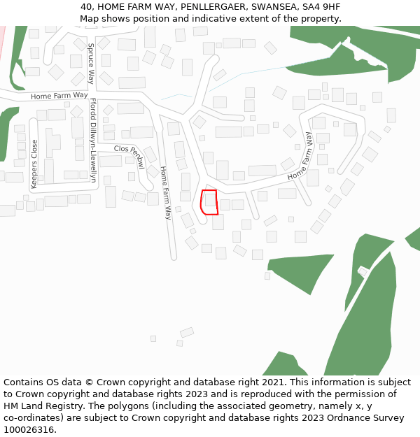 40, HOME FARM WAY, PENLLERGAER, SWANSEA, SA4 9HF: Location map and indicative extent of plot