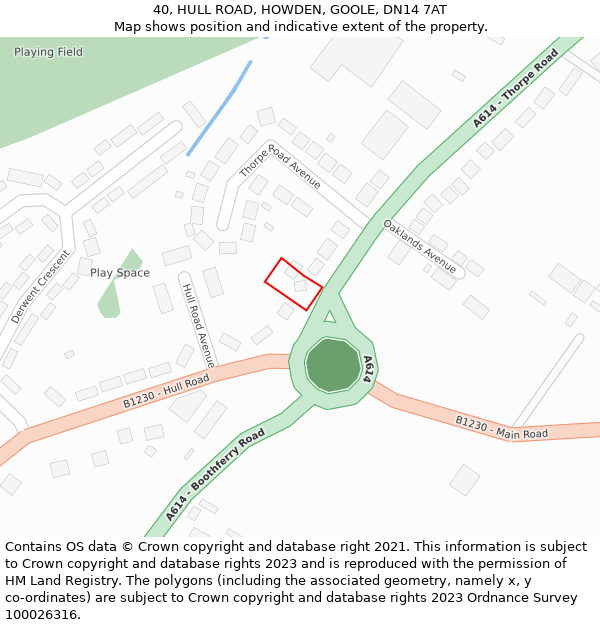 40, HULL ROAD, HOWDEN, GOOLE, DN14 7AT: Location map and indicative extent of plot