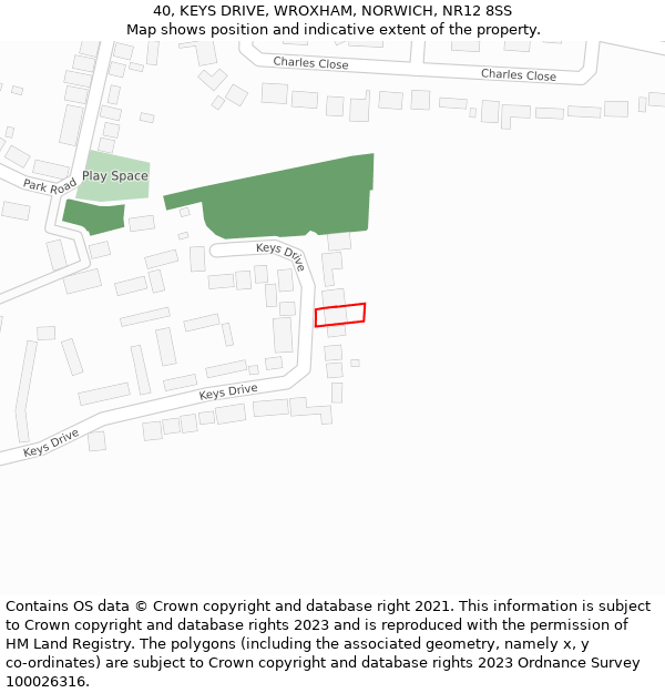 40, KEYS DRIVE, WROXHAM, NORWICH, NR12 8SS: Location map and indicative extent of plot
