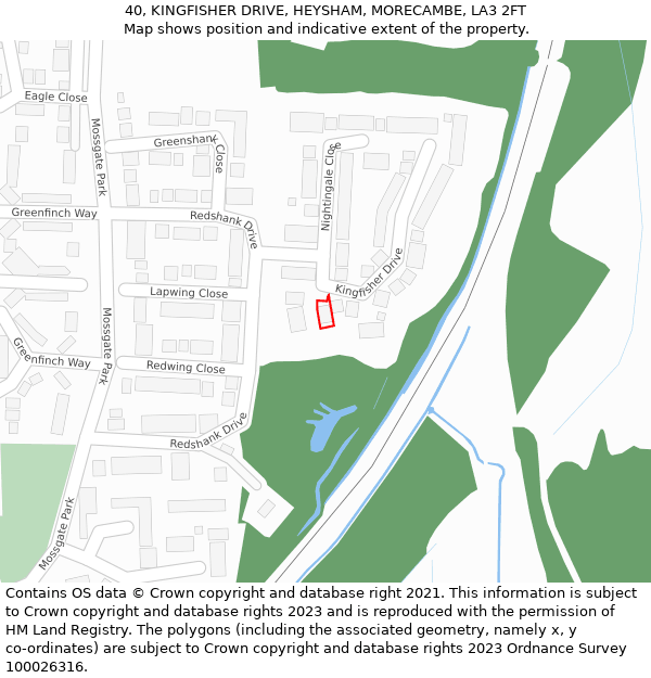40, KINGFISHER DRIVE, HEYSHAM, MORECAMBE, LA3 2FT: Location map and indicative extent of plot