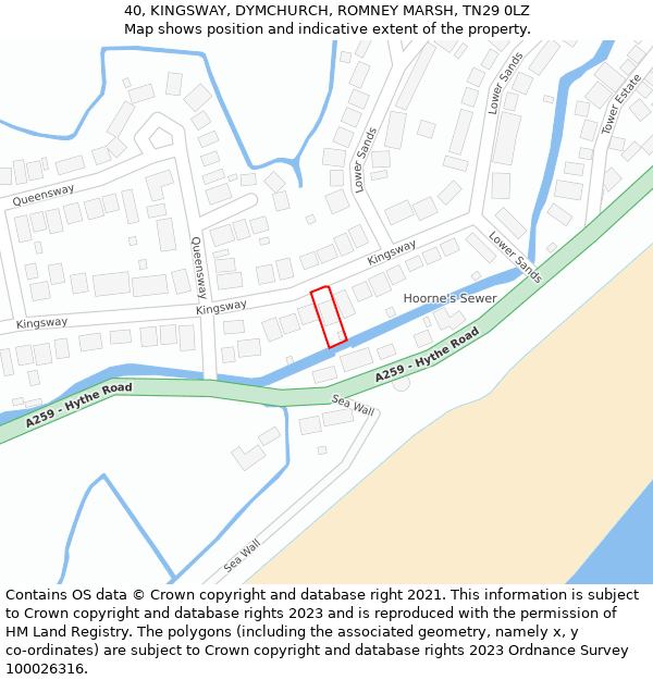 40, KINGSWAY, DYMCHURCH, ROMNEY MARSH, TN29 0LZ: Location map and indicative extent of plot