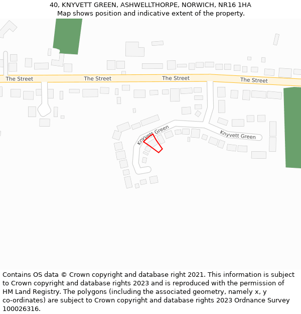 40, KNYVETT GREEN, ASHWELLTHORPE, NORWICH, NR16 1HA: Location map and indicative extent of plot