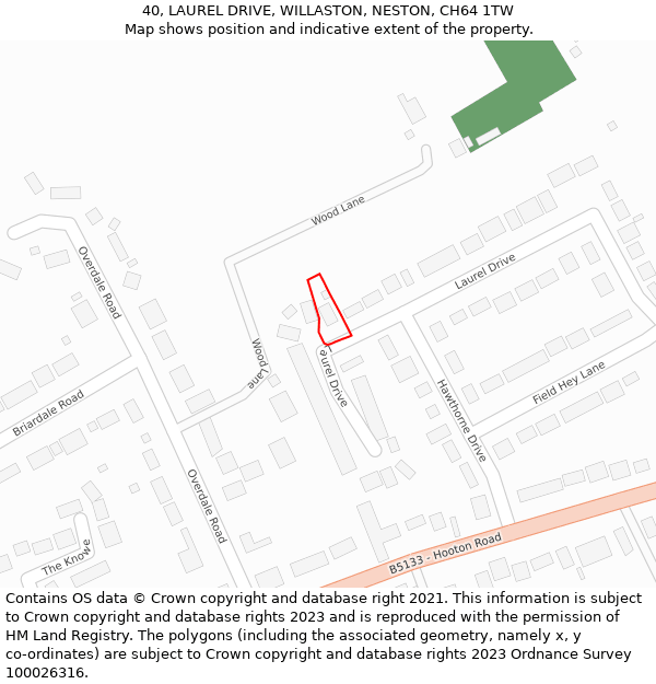 40, LAUREL DRIVE, WILLASTON, NESTON, CH64 1TW: Location map and indicative extent of plot