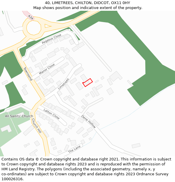 40, LIMETREES, CHILTON, DIDCOT, OX11 0HY: Location map and indicative extent of plot