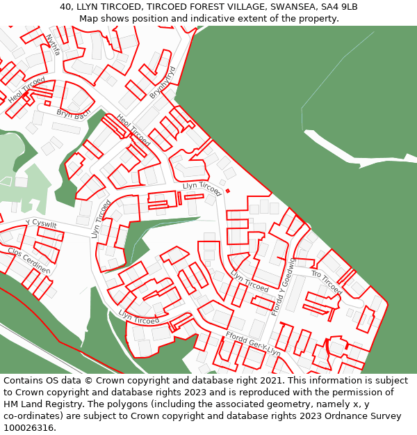 40, LLYN TIRCOED, TIRCOED FOREST VILLAGE, SWANSEA, SA4 9LB: Location map and indicative extent of plot