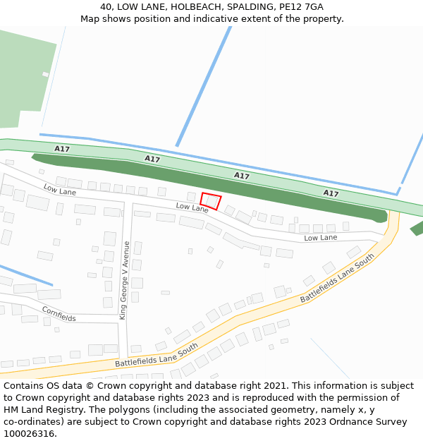 40, LOW LANE, HOLBEACH, SPALDING, PE12 7GA: Location map and indicative extent of plot