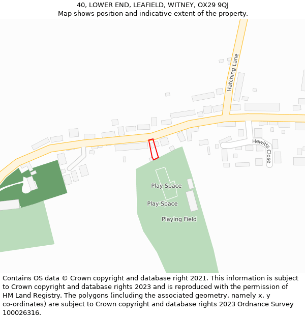 40, LOWER END, LEAFIELD, WITNEY, OX29 9QJ: Location map and indicative extent of plot