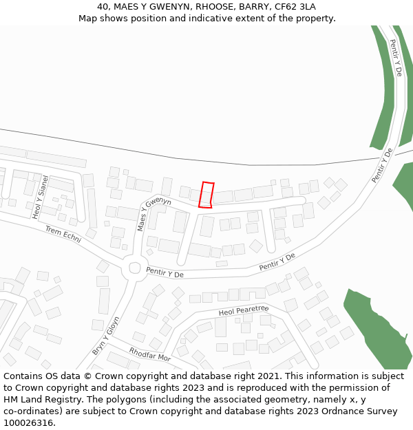 40, MAES Y GWENYN, RHOOSE, BARRY, CF62 3LA: Location map and indicative extent of plot