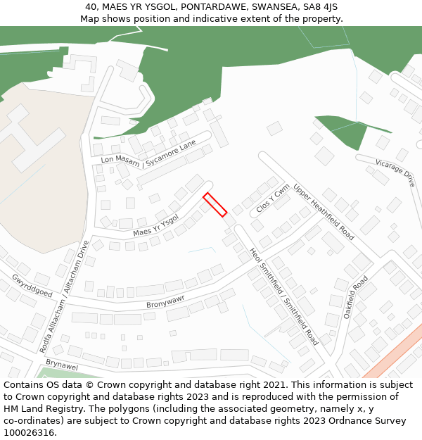 40, MAES YR YSGOL, PONTARDAWE, SWANSEA, SA8 4JS: Location map and indicative extent of plot