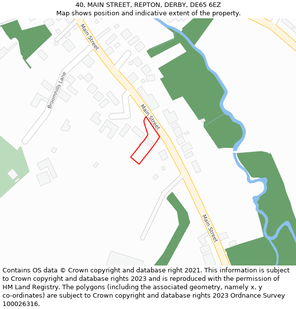 40, MAIN STREET, REPTON, DERBY, DE65 6EZ: Location map and indicative extent of plot