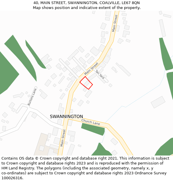 40, MAIN STREET, SWANNINGTON, COALVILLE, LE67 8QN: Location map and indicative extent of plot