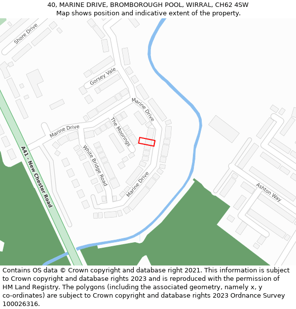 40, MARINE DRIVE, BROMBOROUGH POOL, WIRRAL, CH62 4SW: Location map and indicative extent of plot