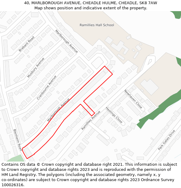 40, MARLBOROUGH AVENUE, CHEADLE HULME, CHEADLE, SK8 7AW: Location map and indicative extent of plot