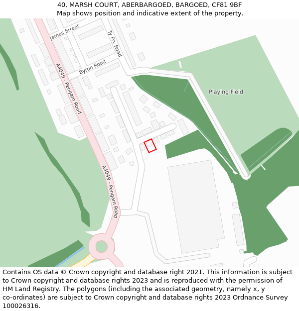 40, MARSH COURT, ABERBARGOED, BARGOED, CF81 9BF: Location map and indicative extent of plot