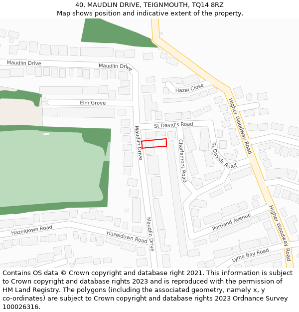 40, MAUDLIN DRIVE, TEIGNMOUTH, TQ14 8RZ: Location map and indicative extent of plot
