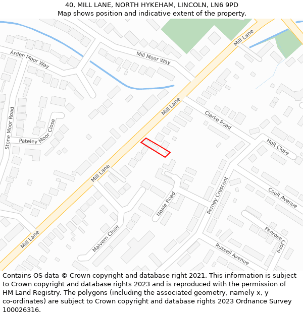 40, MILL LANE, NORTH HYKEHAM, LINCOLN, LN6 9PD: Location map and indicative extent of plot