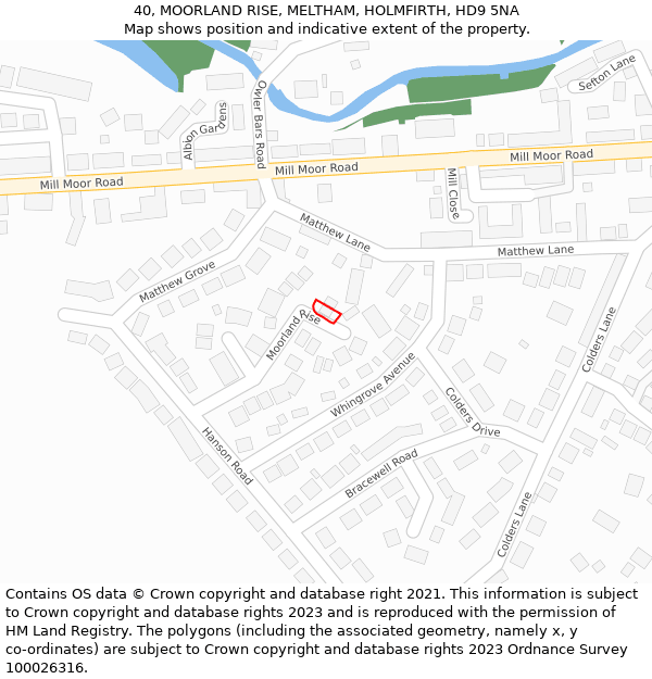 40, MOORLAND RISE, MELTHAM, HOLMFIRTH, HD9 5NA: Location map and indicative extent of plot