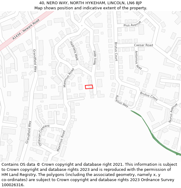 40, NERO WAY, NORTH HYKEHAM, LINCOLN, LN6 8JP: Location map and indicative extent of plot