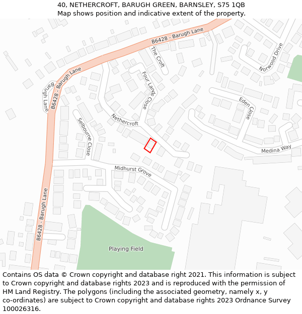 40, NETHERCROFT, BARUGH GREEN, BARNSLEY, S75 1QB: Location map and indicative extent of plot