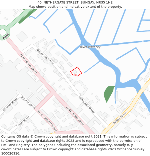 40, NETHERGATE STREET, BUNGAY, NR35 1HE: Location map and indicative extent of plot