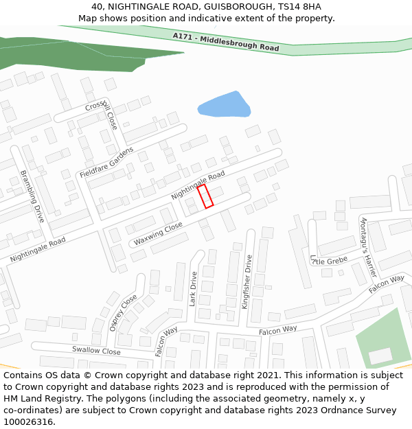 40, NIGHTINGALE ROAD, GUISBOROUGH, TS14 8HA: Location map and indicative extent of plot