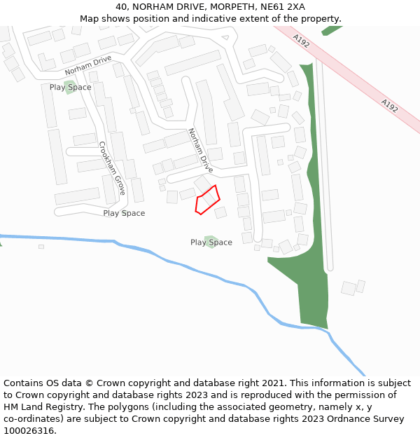 40, NORHAM DRIVE, MORPETH, NE61 2XA: Location map and indicative extent of plot