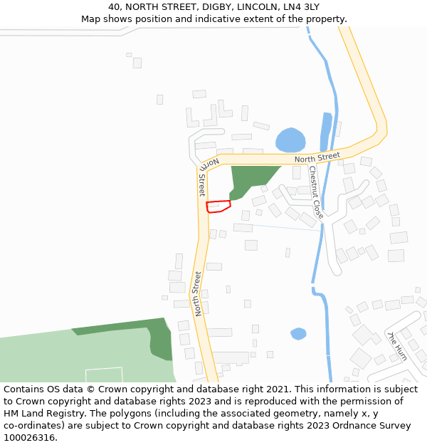 40, NORTH STREET, DIGBY, LINCOLN, LN4 3LY: Location map and indicative extent of plot
