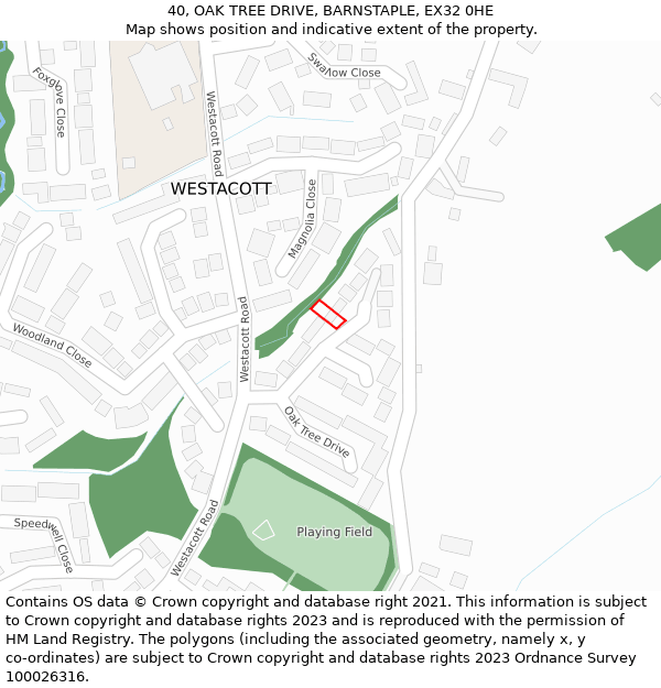 40, OAK TREE DRIVE, BARNSTAPLE, EX32 0HE: Location map and indicative extent of plot