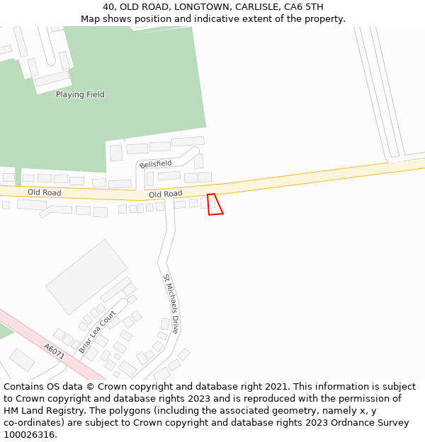 40, OLD ROAD, LONGTOWN, CARLISLE, CA6 5TH: Location map and indicative extent of plot