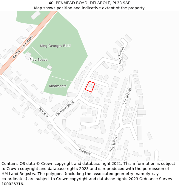 40, PENMEAD ROAD, DELABOLE, PL33 9AP: Location map and indicative extent of plot
