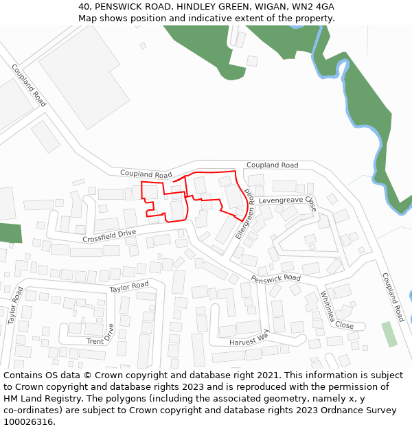 40, PENSWICK ROAD, HINDLEY GREEN, WIGAN, WN2 4GA: Location map and indicative extent of plot