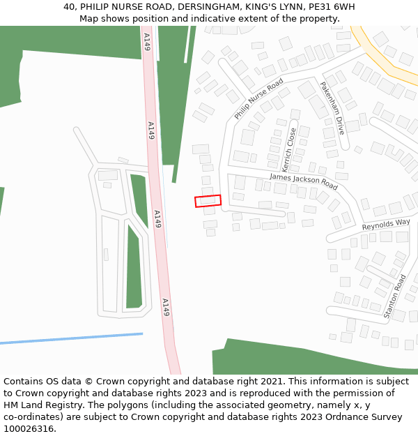 40, PHILIP NURSE ROAD, DERSINGHAM, KING'S LYNN, PE31 6WH: Location map and indicative extent of plot