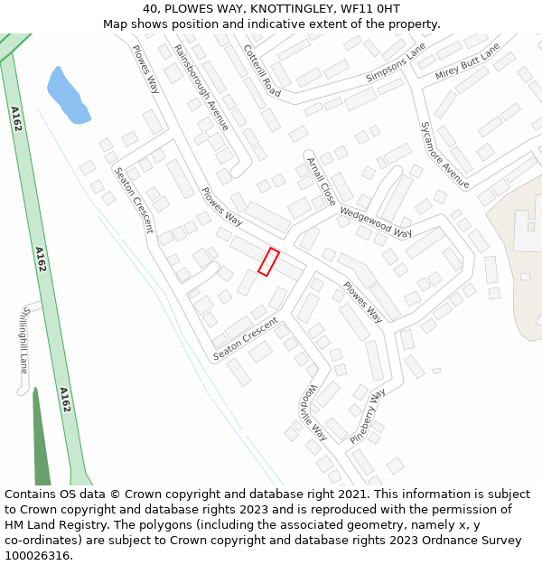 40, PLOWES WAY, KNOTTINGLEY, WF11 0HT: Location map and indicative extent of plot