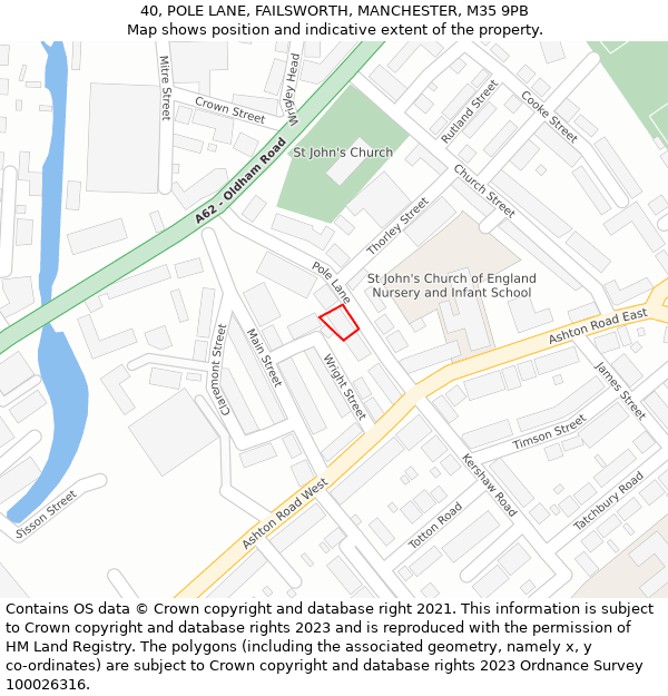 40, POLE LANE, FAILSWORTH, MANCHESTER, M35 9PB: Location map and indicative extent of plot