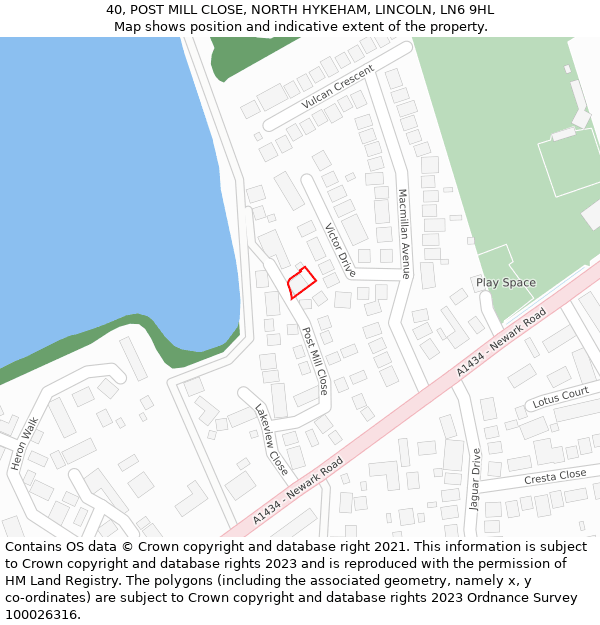 40, POST MILL CLOSE, NORTH HYKEHAM, LINCOLN, LN6 9HL: Location map and indicative extent of plot