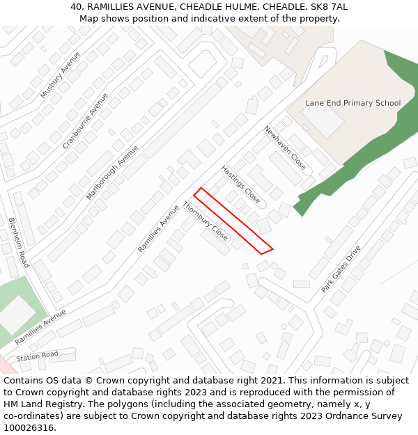 40, RAMILLIES AVENUE, CHEADLE HULME, CHEADLE, SK8 7AL: Location map and indicative extent of plot