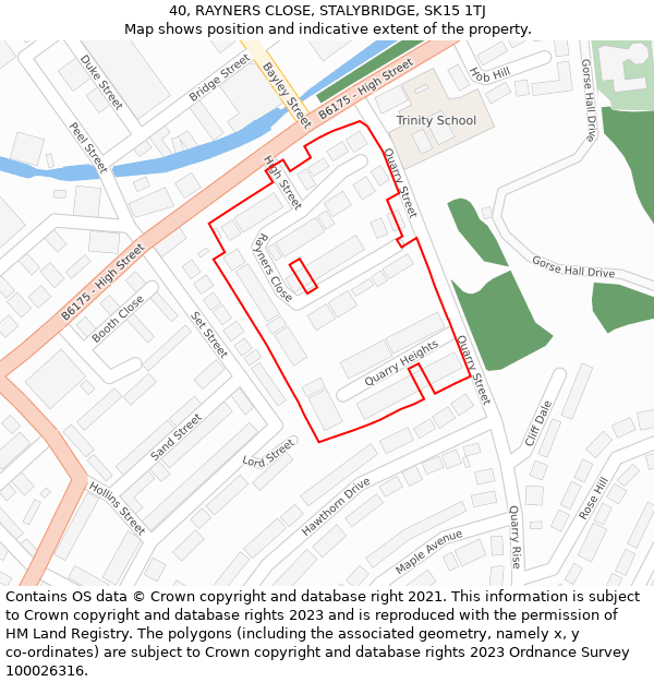 40, RAYNERS CLOSE, STALYBRIDGE, SK15 1TJ: Location map and indicative extent of plot