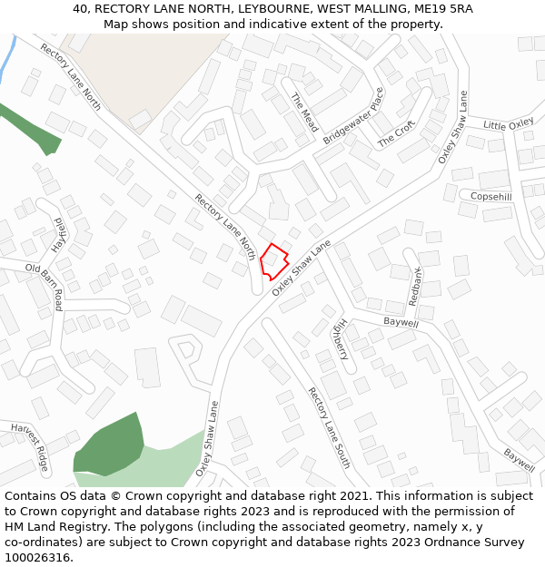 40, RECTORY LANE NORTH, LEYBOURNE, WEST MALLING, ME19 5RA: Location map and indicative extent of plot