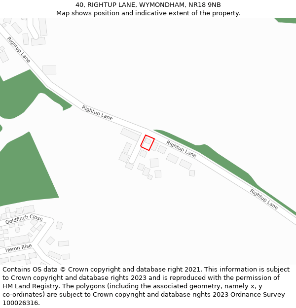 40, RIGHTUP LANE, WYMONDHAM, NR18 9NB: Location map and indicative extent of plot