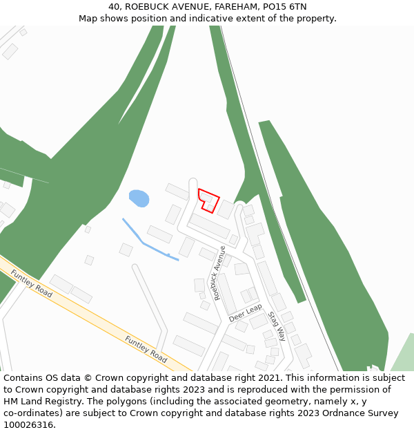 40, ROEBUCK AVENUE, FAREHAM, PO15 6TN: Location map and indicative extent of plot