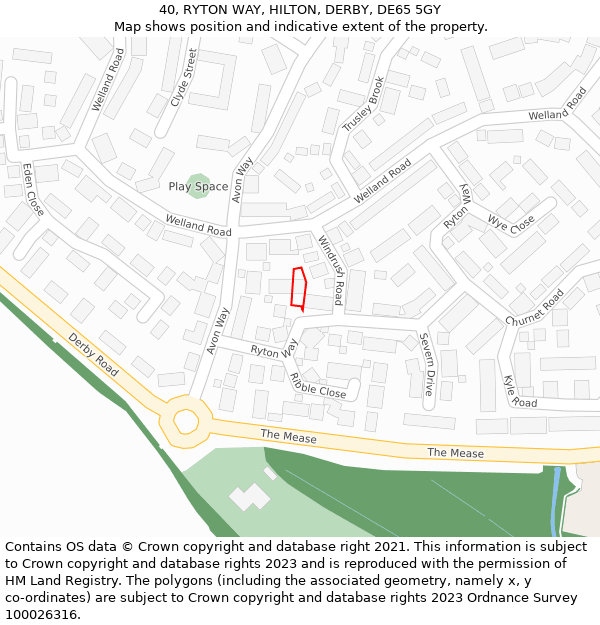 40, RYTON WAY, HILTON, DERBY, DE65 5GY: Location map and indicative extent of plot